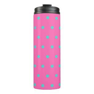 Roze Turquoise Blauwe Stippen Thermosbeker