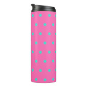 Roze Turquoise Blauwe Stippen Thermosbeker (Geroteerd rechts)