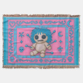 Roze + Turquoise Blauwe Voodoo Doll Deken (Voorkant)