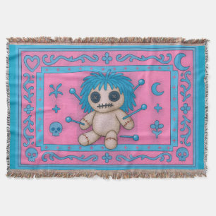 Roze + Turquoise Blauwe Voodoo Doll Deken