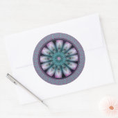 Roze & Turquoise Bloem Mandala Ronde Sticker (Envelop)
