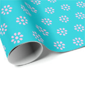  Roze Turquoise Bloemen Patroon Cadeaupapier (Rol Hoek)