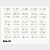 Roze Turquoise Bloemige Bruiloft Feest Custom Beda Vierkante Sticker (Vel)