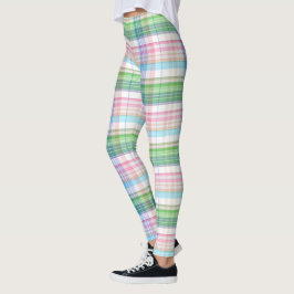 Roze Turquoise Blue Lime Green Pset Tartan Check Leggings