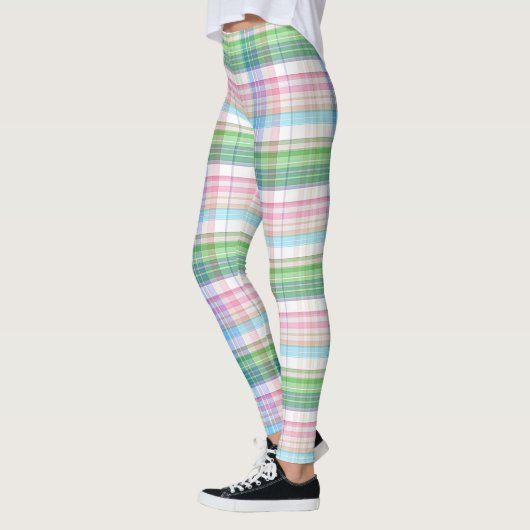 Roze Turquoise Blue Lime Green Pset Tartan Check Leggings (Links)