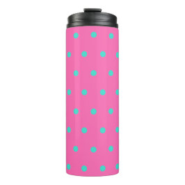 Roze Turquoise Blue Polka Dots Thermosbeker