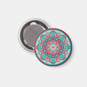 Roze & Turquoise Boho Mandala Magneet (Voorkant / Achterkant)