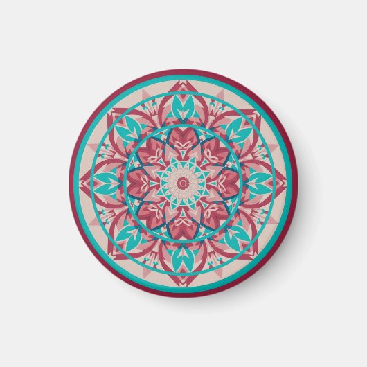Roze & Turquoise Boho Mandala Magneet (Voorkant)