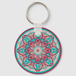 Roze & Turquoise Boho Mandala Sleutelhanger
