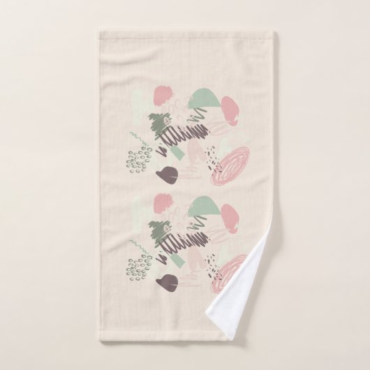 Roze Turquoise Bruin Sketchy Abstract Bad Handdoek (Handdoek)