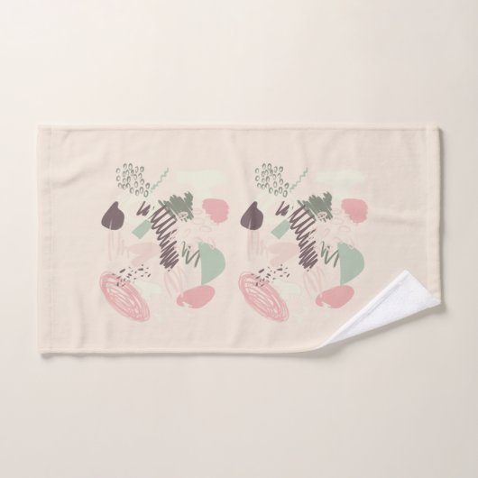 Roze Turquoise Bruin Sketchy Abstract Bad Handdoek (Handdoek)
