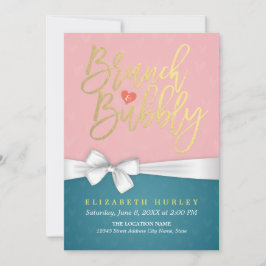 Roze Turquoise Brunch Bubble Vrijgezellenfeest Inv Kaart