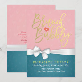 Roze Turquoise Brunch Bubble Vrijgezellenfeest Inv Kaart