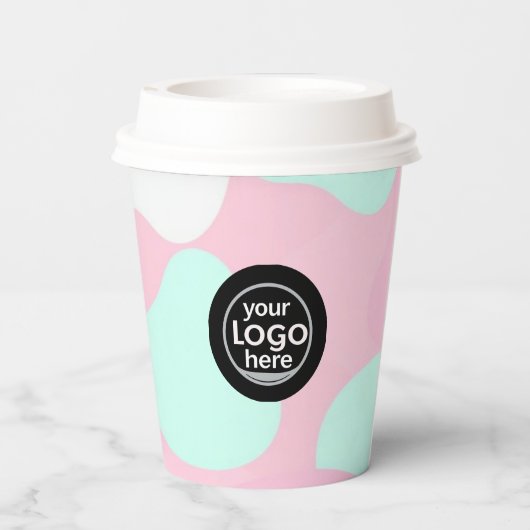 Roze & Turquoise Bubbel Papier Beker - Aangepast L (Achterkant)