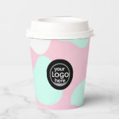 Roze & Turquoise Bubbel Papier Beker - Custom Logo (Achterkant)