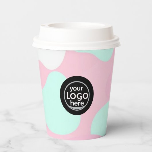 Roze & Turquoise Bubble Paper Cup - Aangepaste Log Papieren Bekers (Achterkant)