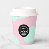 Roze & Turquoise Bubble Paper Cup - Aangepaste Log Papieren Bekers (Voorkant)