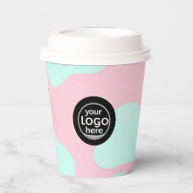 Roze & Turquoise Bubble Paper Cup - Aangepaste Log