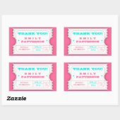Roze Turquoise Carnaval Dank u Ticket Sticker (Vel)