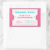 Roze Turquoise Carnaval Dank u Ticket Sticker (Tas)