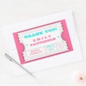 Roze Turquoise Carnaval Dank u Ticket Sticker (Envelop)