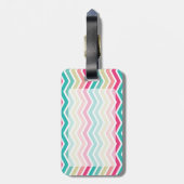 Roze Turquoise Chevron Naam Bagagelabel (Achterkant verticaal)