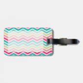 Roze Turquoise Chevron Naam Bagagelabel (Achterkant horizontaal)