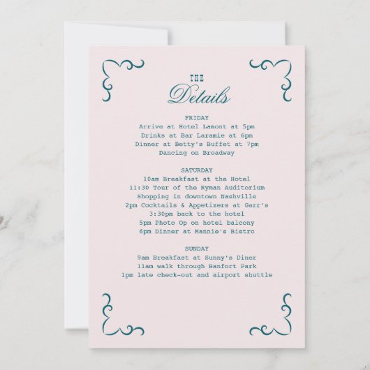 Roze Turquoise Cowgirl Vrijgezellen Social Club Kaart (Achterkant)