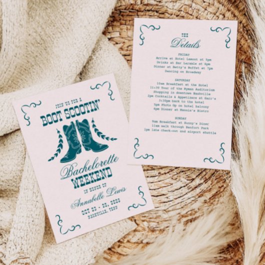 Roze Turquoise Cowgirl Vrijgezellen Social Club Kaart