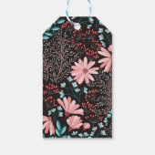 Roze & Turquoise Donkere Bloemige Trouw Dank je Cadeaulabel (Achterkant)