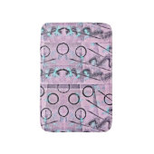 Roze, Turquoise en Abstract zwart Badmat (Voorkant Verticaal)