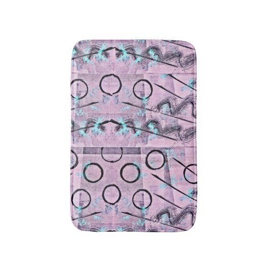 Roze, Turquoise en Abstract zwart Badmat (Voorkant Verticaal)