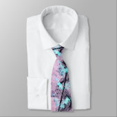 Roze, Turquoise en Abstract zwart Stropdas (Gebonden)