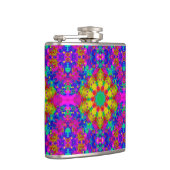 Roze Turquoise en geel Retropatroonpatroon Heupfles (Rechts)