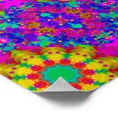 Roze Turquoise en geel Retropatroonpatroon Poster (Hoek)