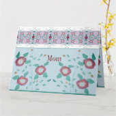 Roze turquoise en licht blauw kaart (Gele Bloem)