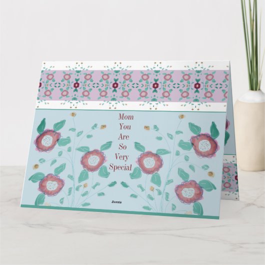 Roze turquoise en licht blauw kaart (Achterkant)