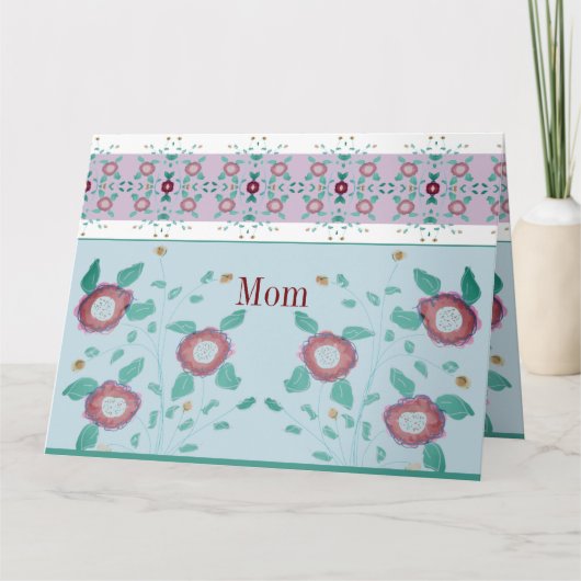 Roze turquoise en licht blauw kaart (Voorkant)