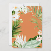 Roze, turquoise en orchidee tropische bloem save the date (Achterkant)