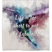 Roze, Turquoise en Paarse Waterverf Hummingbird Douchegordijn (Voorkant)