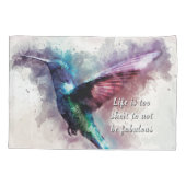 Roze, Turquoise en Paarse Waterverf Hummingbird Kussensloop (Achterkant)