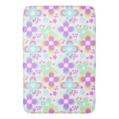 Roze, turquoise, floraal badmat (Voorkant Verticaal)