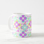 Roze, turquoise, floraal koffiemok (Voorkant links)