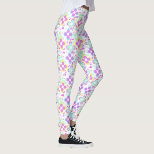 Roze, turquoise, floraal leggings (Rechts)
