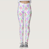 Roze, turquoise, floraal leggings (Voorkant)