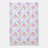 Roze, turquoise, floraal theedoek (Verticaal)