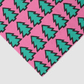 Roze & Turquoise Forest Pine Tree Patroon Tissuepapier (Detail)