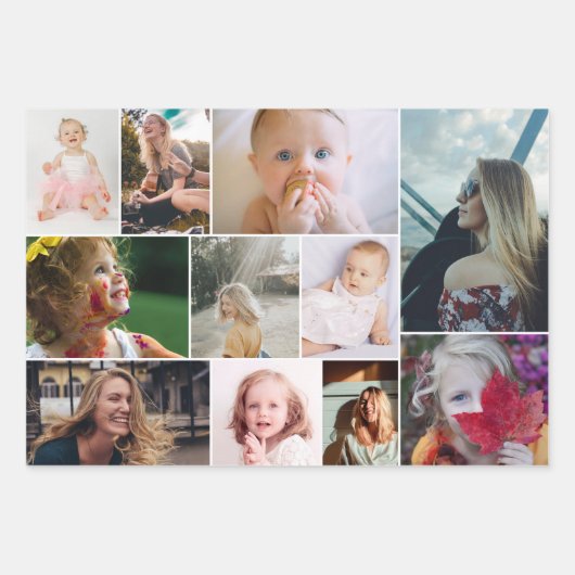 Roze Turquoise Foto Collage Monogram Afstuderen Inpakpapier Vel (Voorkant)