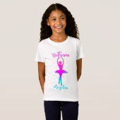 Roze Turquoise Gepersonaliseerde Ballerina T-Shirt (Voorkant volledig)