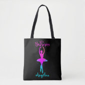 Roze Turquoise Gepersonaliseerde Ballerina T-Shirt Tote Bag (Voorkant)